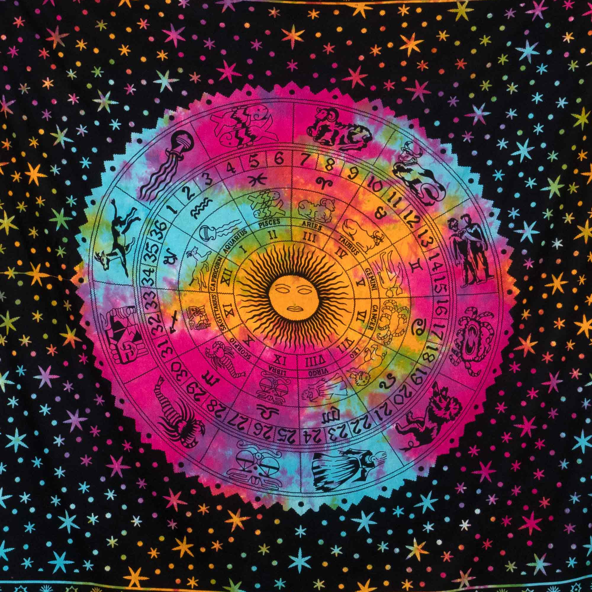 Wandtuch Sternzeichen batik bunt