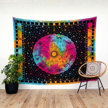 Wandtuch Sternzeichen batik bunt
