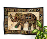 Wandteppich aus Patchwork mit Elefant in schwarz gold 100x150 cm