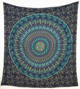 Wandtuch Elefanten Mandala blau türkis - groß ca. 230x210 cm