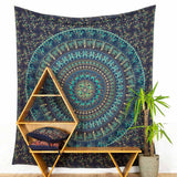 Wandtuch Elefanten Mandala blau türkis