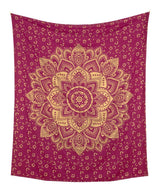 Wandtuch Lotusblüte dunkelrot gold - groß ca. 230x210 cm