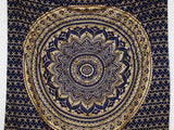 Wandtuch Ombre Mandala blau gold - groß ca. 230x210 cm