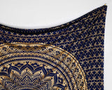 Wandtuch Ombre Mandala blau gold - groß ca. 230x210 cm