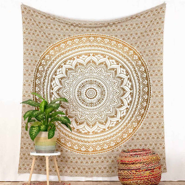 Wandtuch Ombre Mandala ocker braun