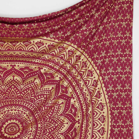 Wandtuch Ombre Mandala rot gold - groß ca. 230x210 cm