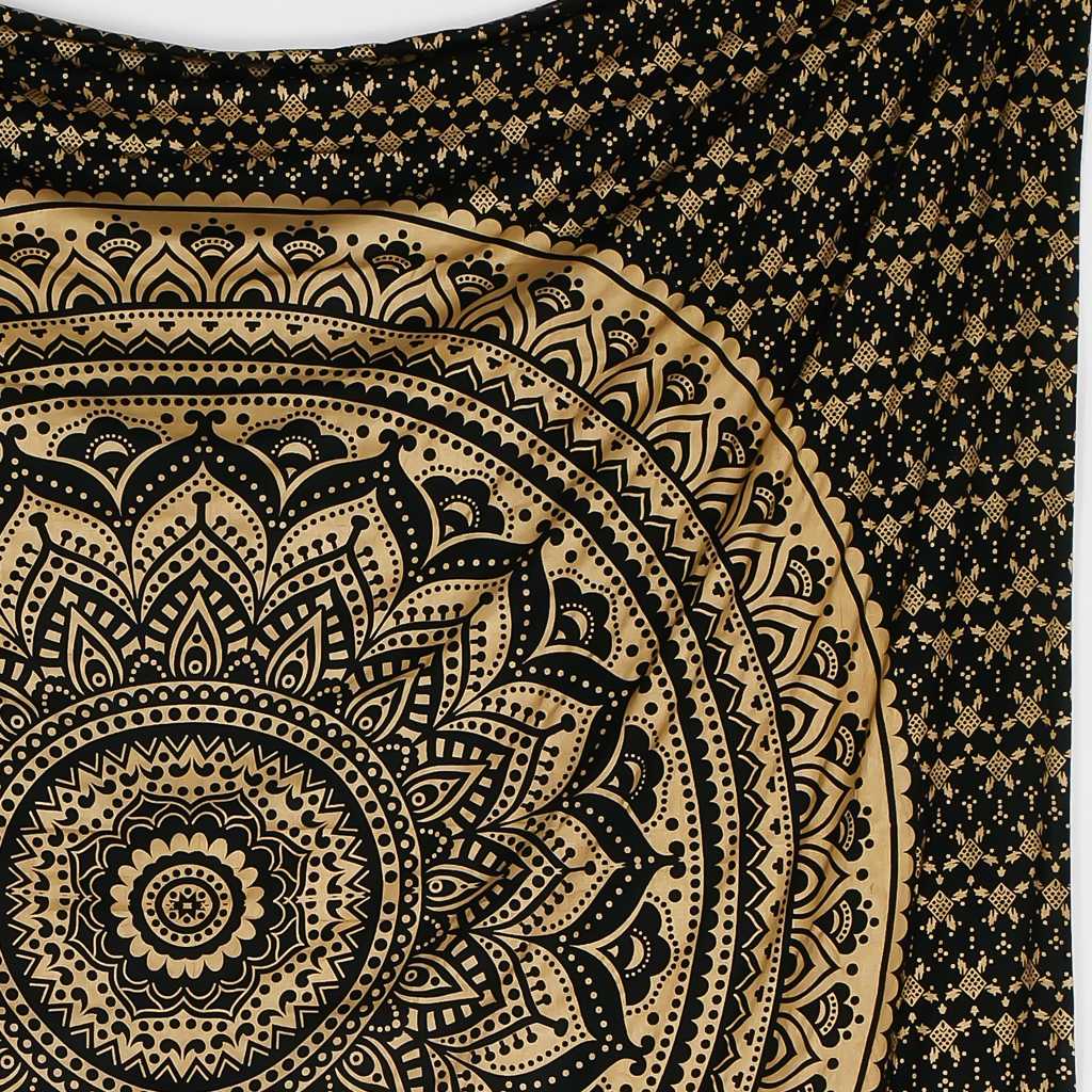 Wandtuch Ombre Mandala schwarz gold - groß ca. 230x210 cm