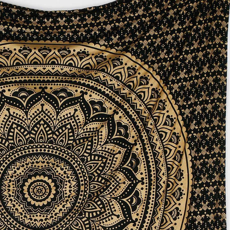 Wandtuch Ombre Mandala schwarz gold - groß ca. 230x210 cm