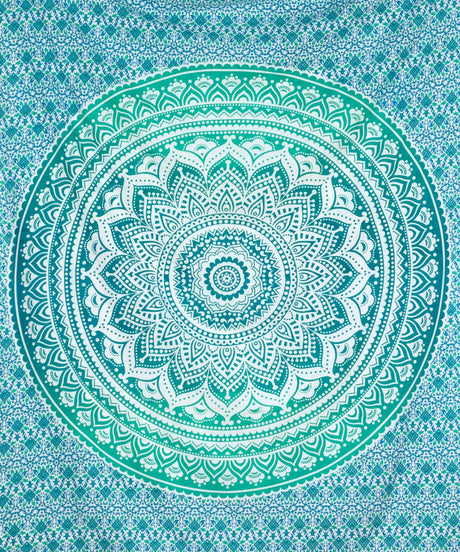 Wandtuch Ombre Mandala türkis - medium ca. 140x220 cm