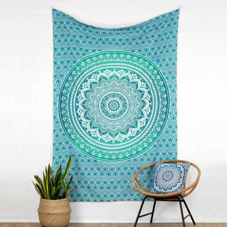 Wandtuch Ombre Mandala türkis