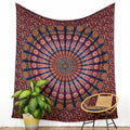 Wandtuch Pfauenfeder Mandala blau grün orange