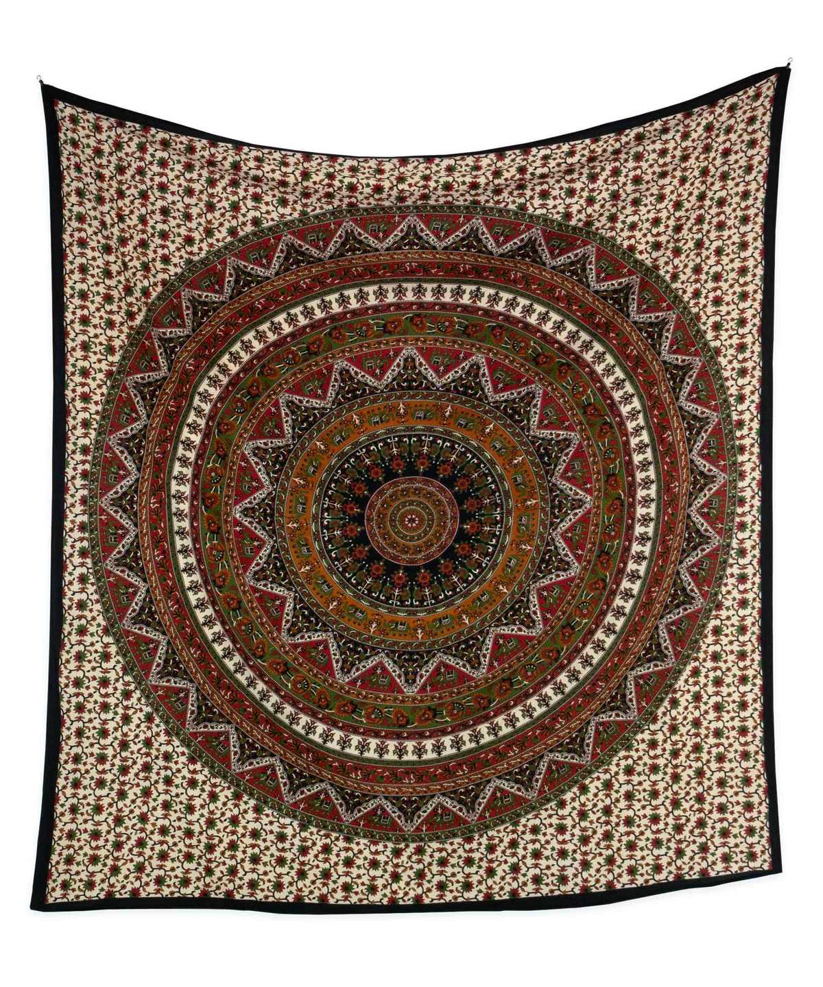 Wandtuch Stern Mandala grün braun rot - groß ca. 230x210 cm