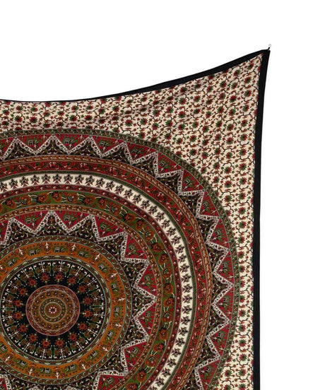 Wandtuch Stern Mandala grün braun rot - groß ca. 230x210 cm