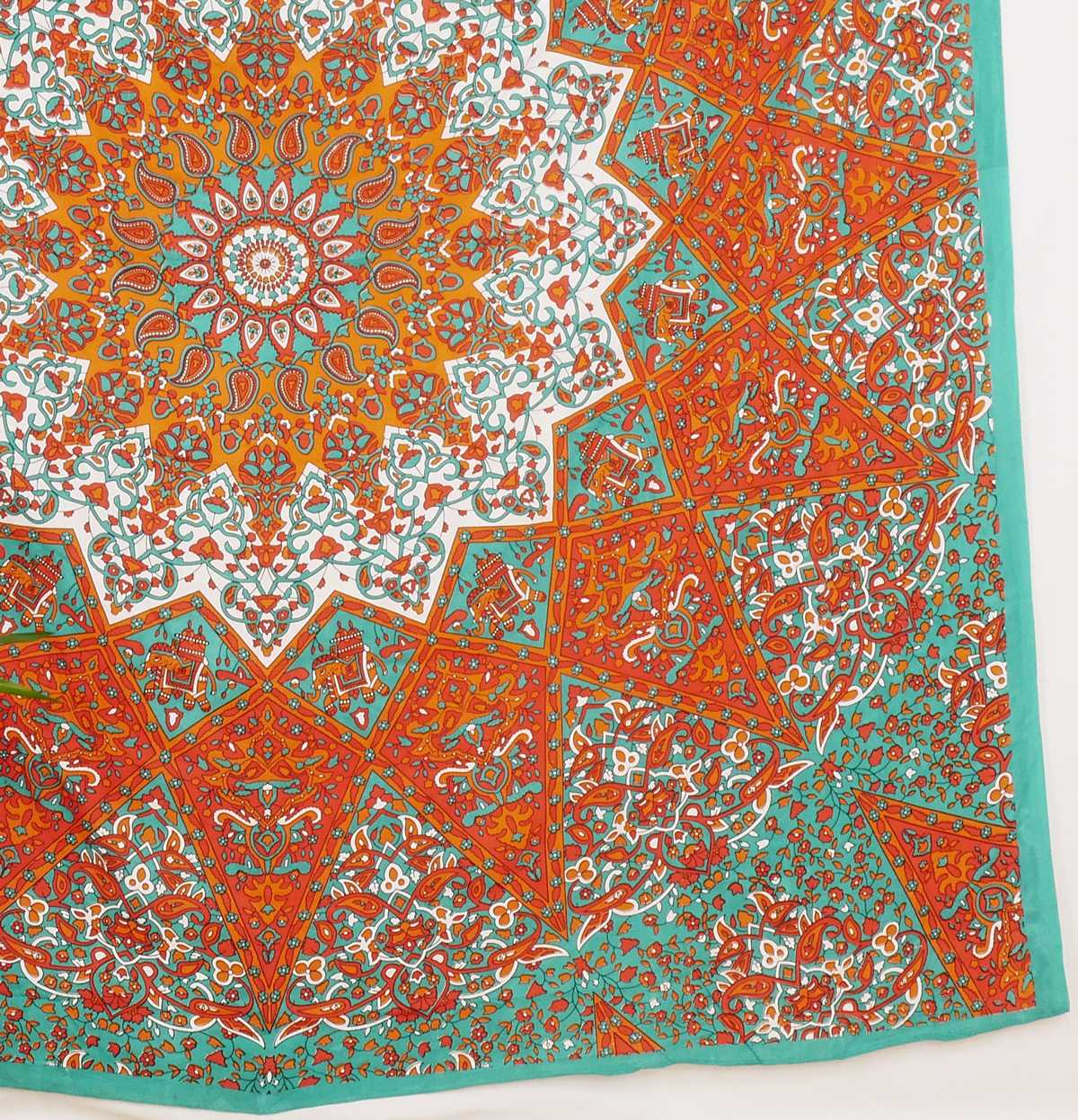 Wandtuch Stern Mandala orange türkis - groß ca. 230x210 cm