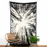 Wandtuch Wald Motiv Schwarz Weiß