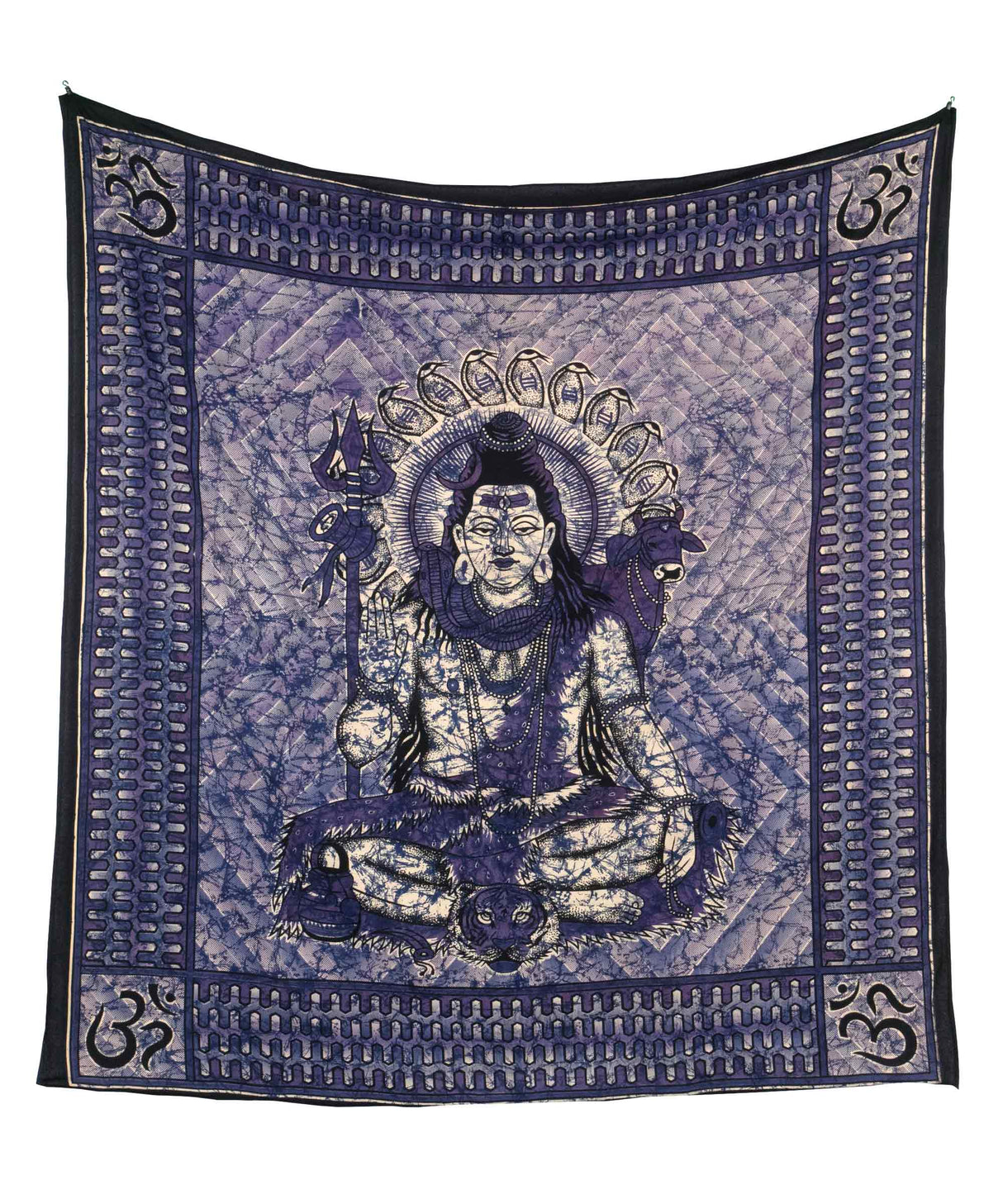 Wandtuch mit Hindugott Shiva in lila schwarz - groß 210x230 cm