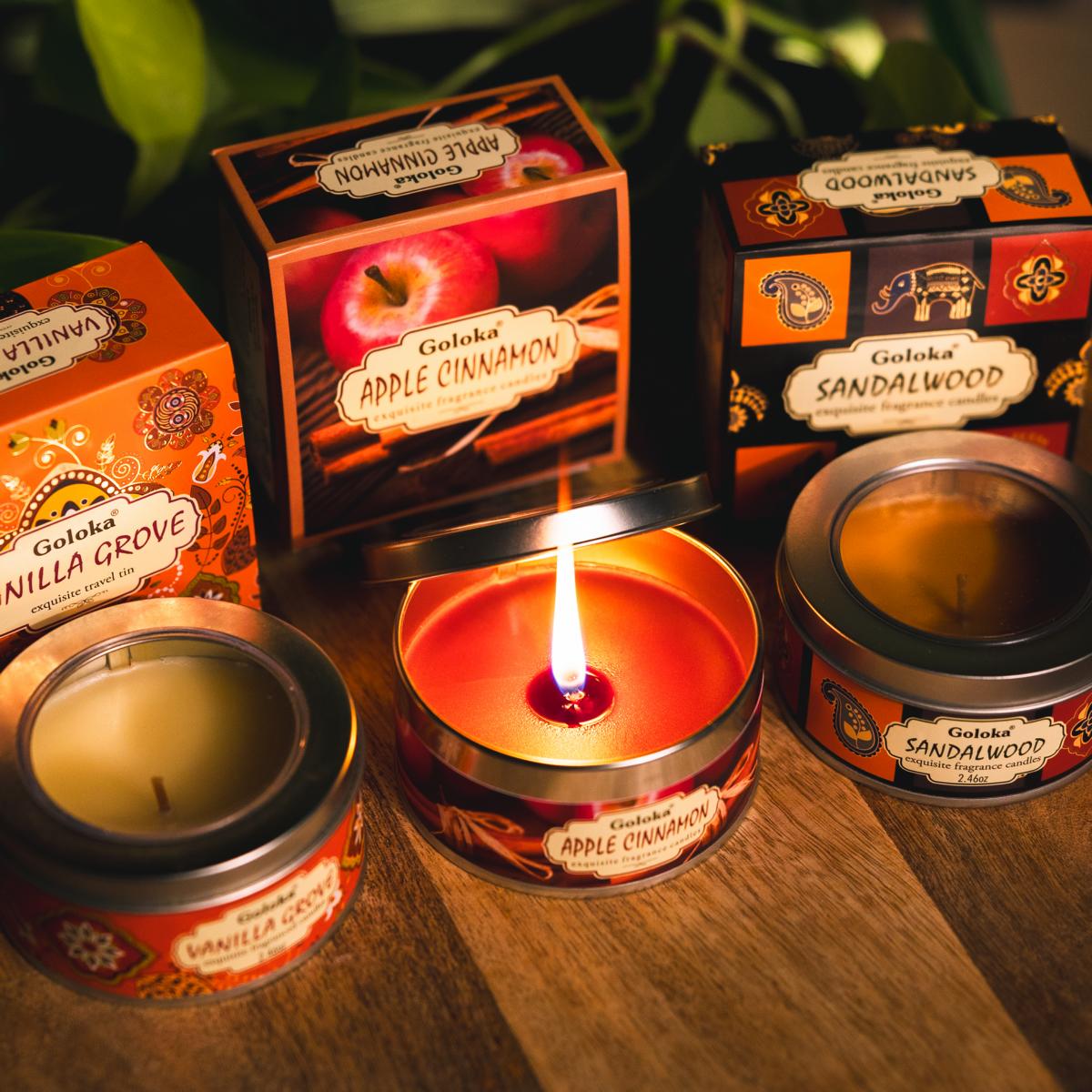 Winterzauber – 3er-Set Goloka Duftkerzen indische Aromakerzen aus natürlichem Sojawachs Vegan