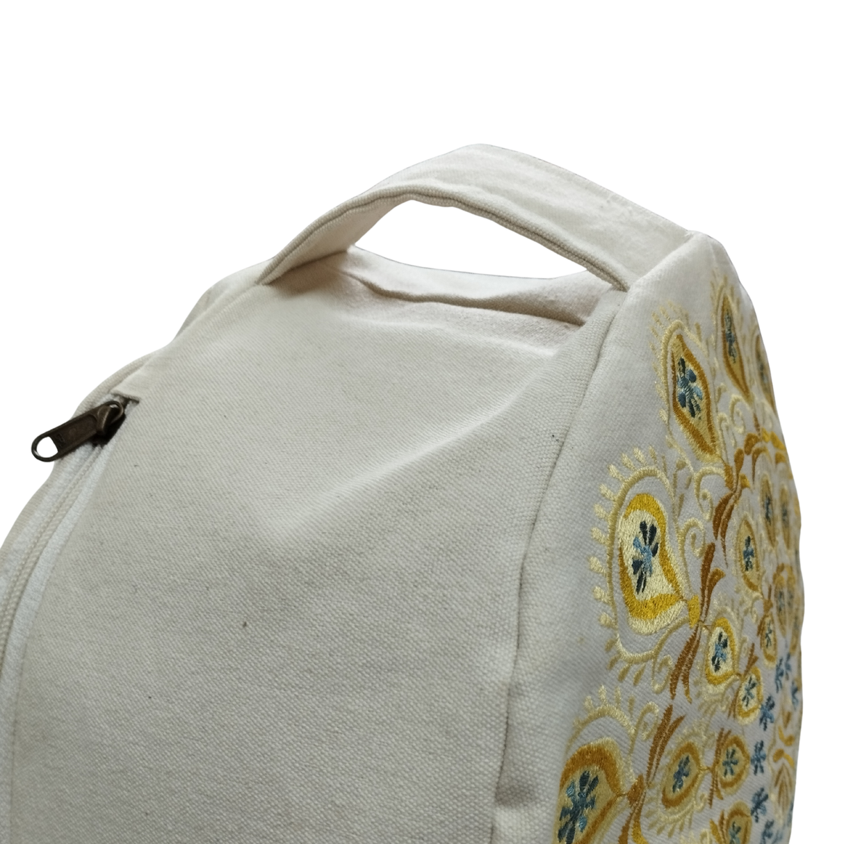Yogakissen Pfauenfeder Mandala Gold