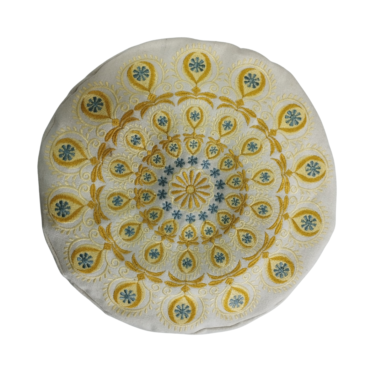 Yogakissen Pfauenfeder Mandala Gold