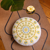 Yogakissen Pfauenfeder Mandala Gold