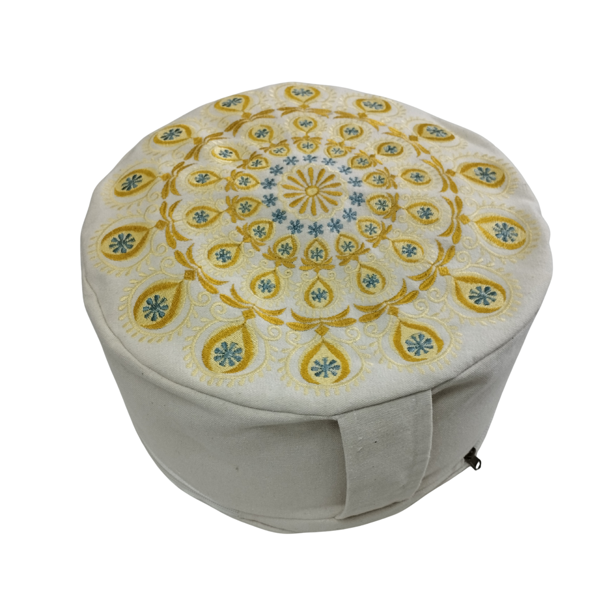Yogakissen Pfauenfeder Mandala Gold