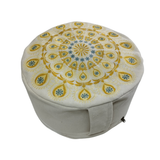 Yogakissen Pfauenfeder Mandala Gold