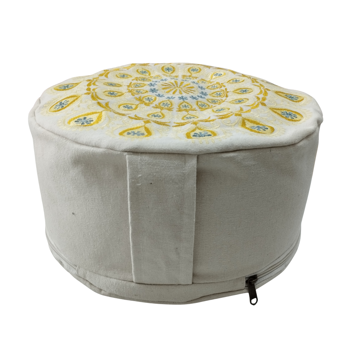 Yogakissen Pfauenfeder Mandala Gold