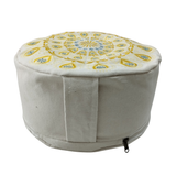 Yogakissen Pfauenfeder Mandala Gold