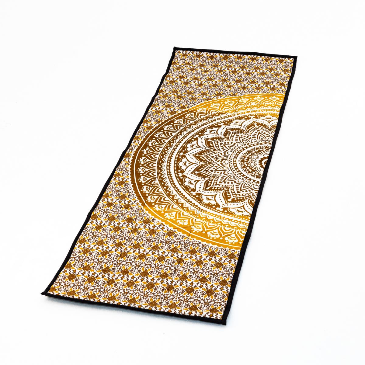 Yogamatte Ombre Mandala ocker braun - Unterlage zum Yoga oder zur Meditation reine Baumwolle