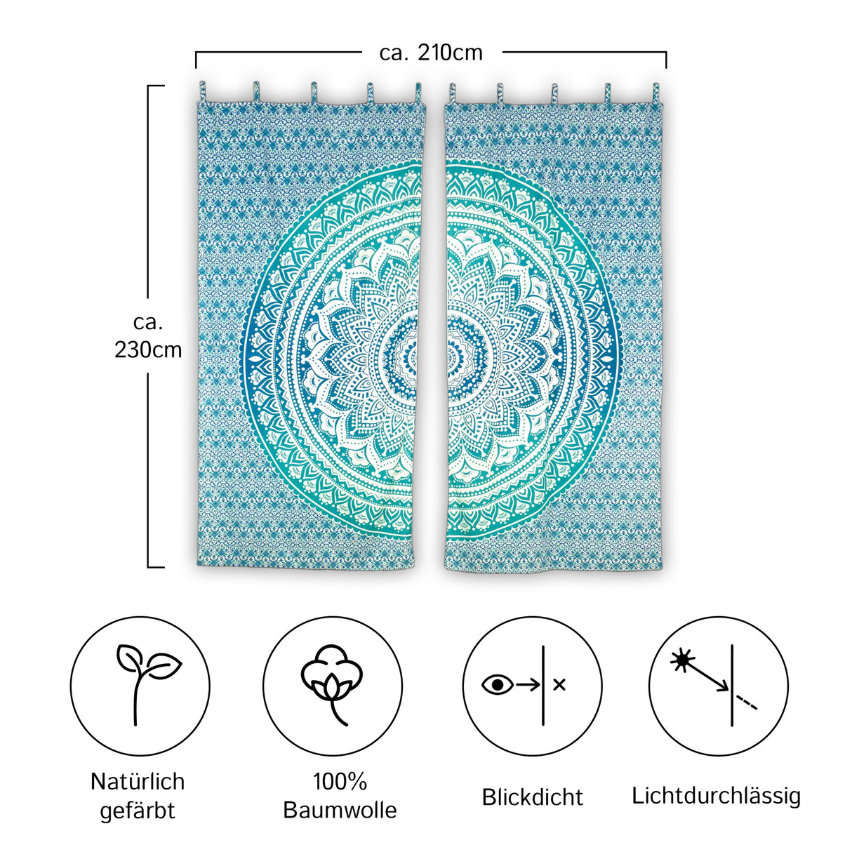 Vorhang Ombre Mandala türkis