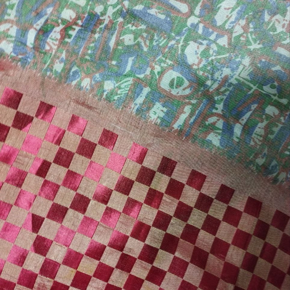 Einzelstück Sarong Rot Grün