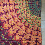 B- Ware Sarong Pfauenfeder Mandala Dunkelrot Grün