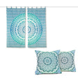 Produkt-Set Vorhang und Kissen Ombre Mandala türkis