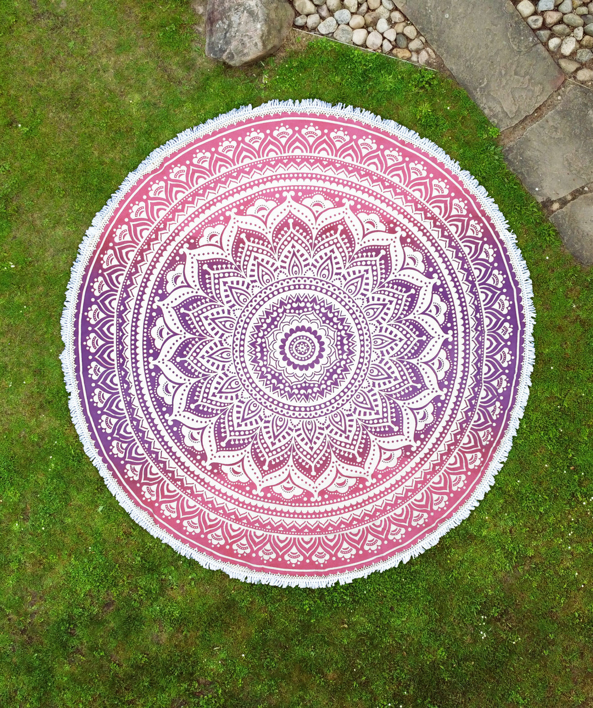 Rundes Mandala Tuch Ombre rosa lila