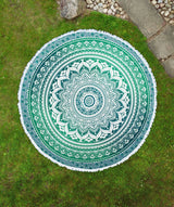 B-Ware Rundes Strandtuch Ombre Mandala Türkis