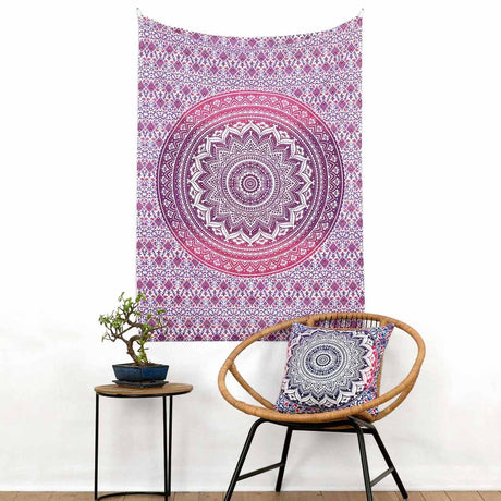 Wandtuch Ombre Mandala lila rosa