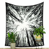 Wandtuch Wald Motiv Schwarz Weiß