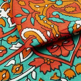 Großes Wandtuch mit Stern Mandala in orange türkis