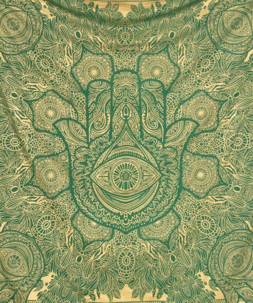 Gold Wandtuch Fatimas Hand grün - groß ca. 230x210 cm