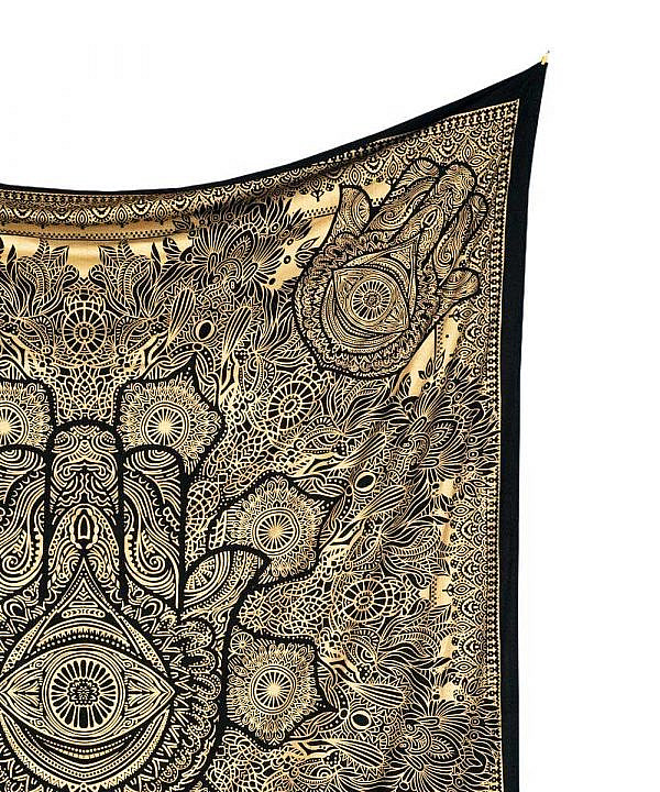 Gold Wandtuch Fatimas Hand schwarz - groß ca. 230x210 cm