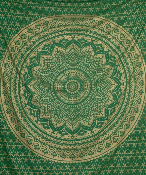 Gold Wandtuch Ombre Mandala grün groß ca. 210x230 cm
