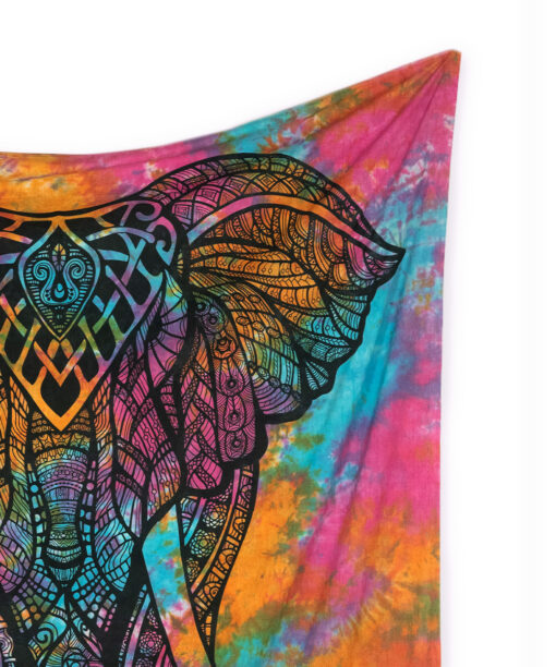 Großes Wandtuch mit Elefant in batik bunt
