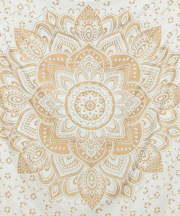 Wandtuch Lotusblüte weiß gold - groß ca. 230x210 cm