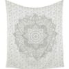Wandtuch Lotusblüte weiß silber - groß ca. 230x210 cm