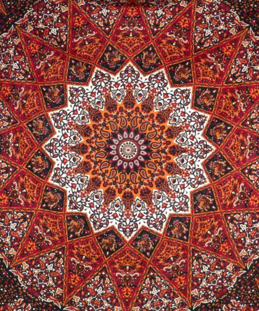 Wandtuch Stern Mandala schwarz rot orange - groß ca. 230x210 cm