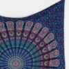 Mandala Wandtuch in blau mit Pfauenfeder Muster
