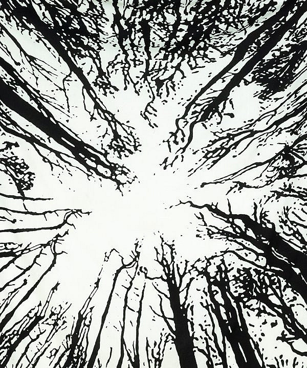 Großes Wandtuch Wald schwarz weiß