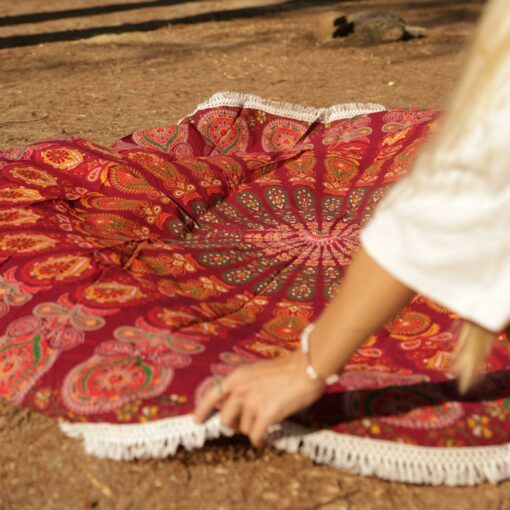 Rundes Mandala Strandtuch für unterwegs am Strand oder im Park zur Meditation und zum Yoga