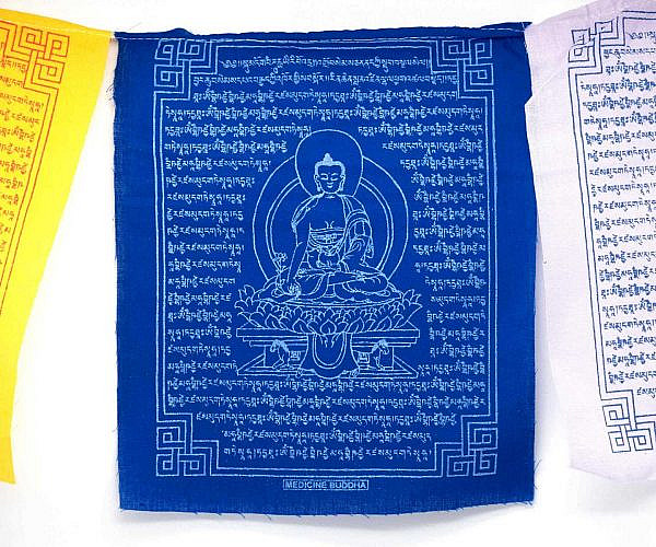 Gebetsfahne Medizin Buddha tibetische Gebetsflaggen fünf Farben blau