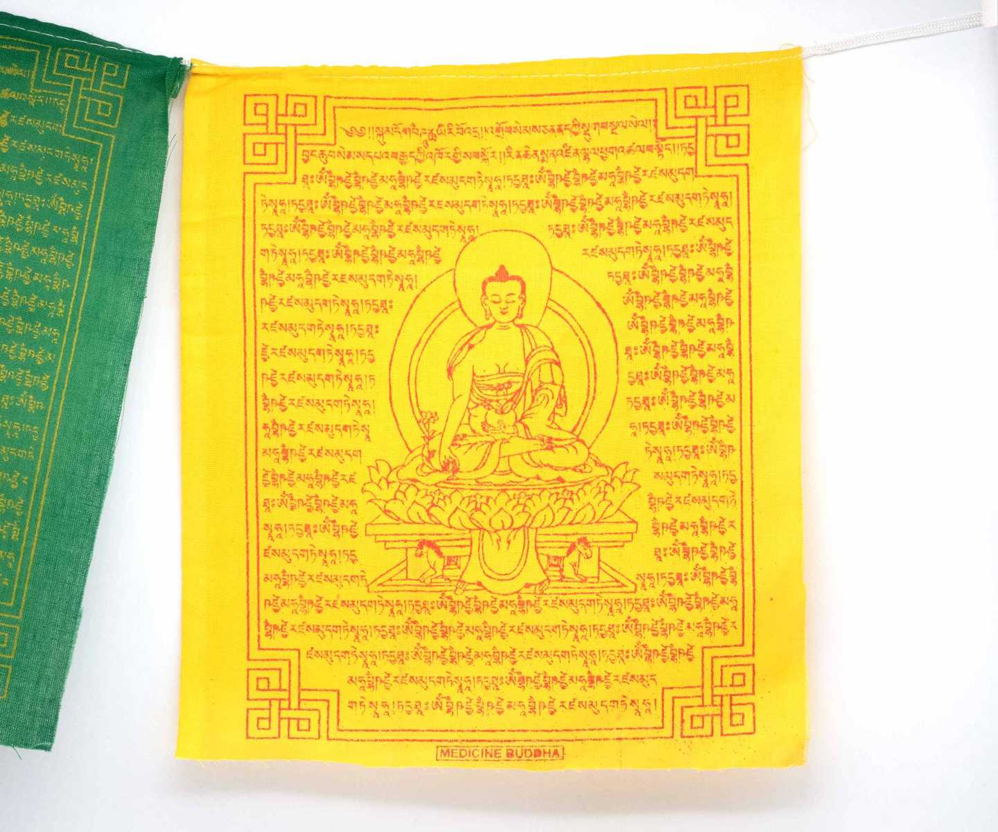 200cm,100% reine Baumw.,Nepal 10 Tibetische Gebetsfahnen Medizin Buddha,20x24cm